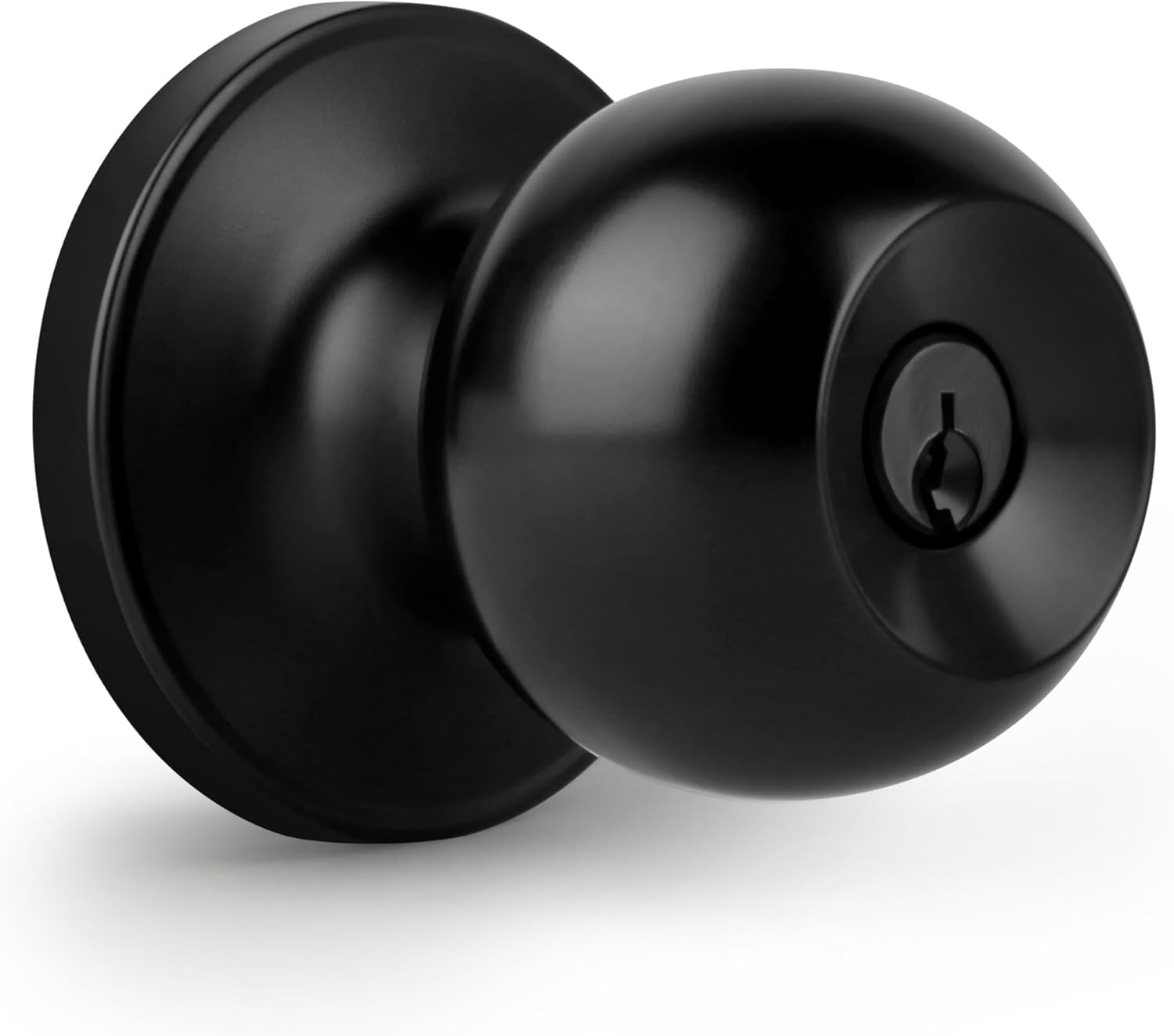 Brinks Keyed Entry Classic Ball Style Doorknob, Matte Black Finish