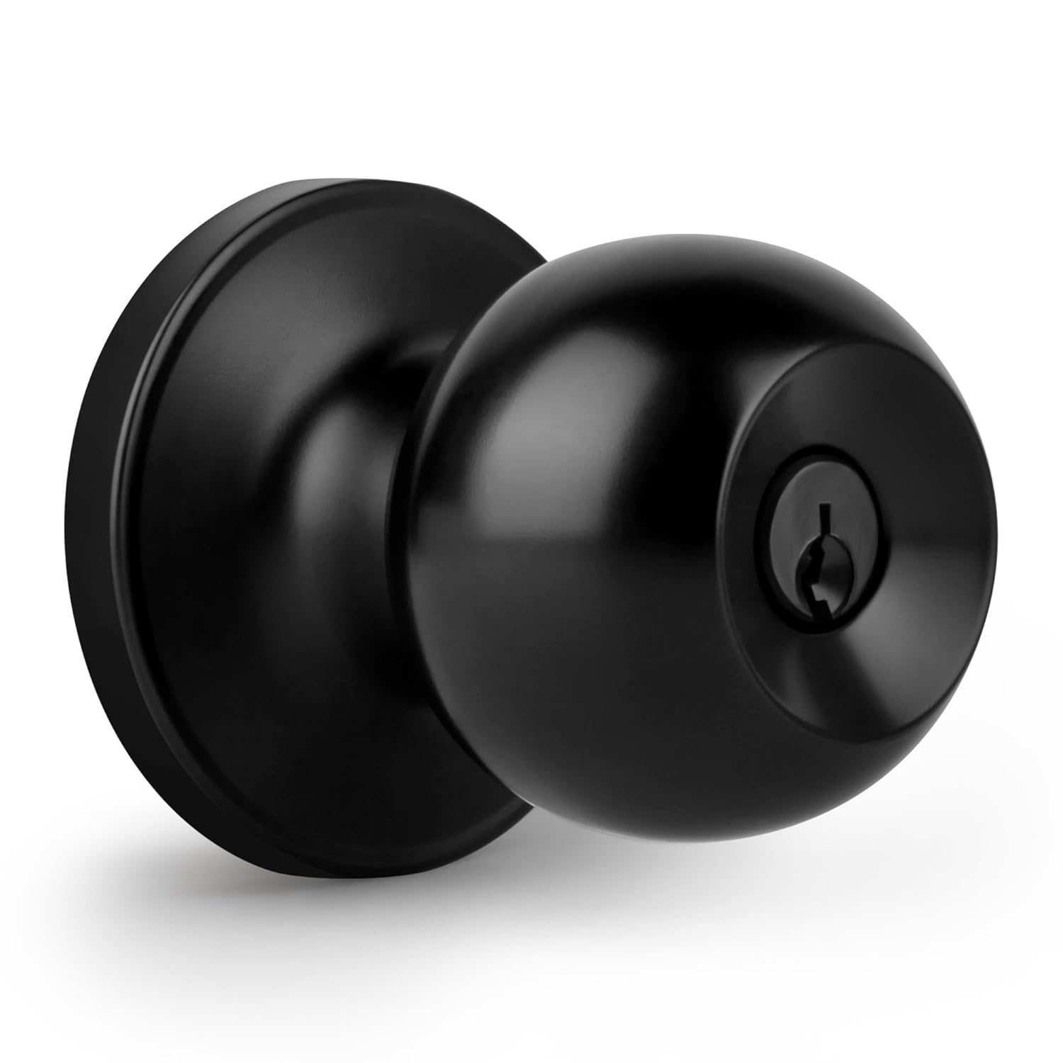 Brinks Keyed Entry Classic Ball Style Doorknob, Matte Black Finish