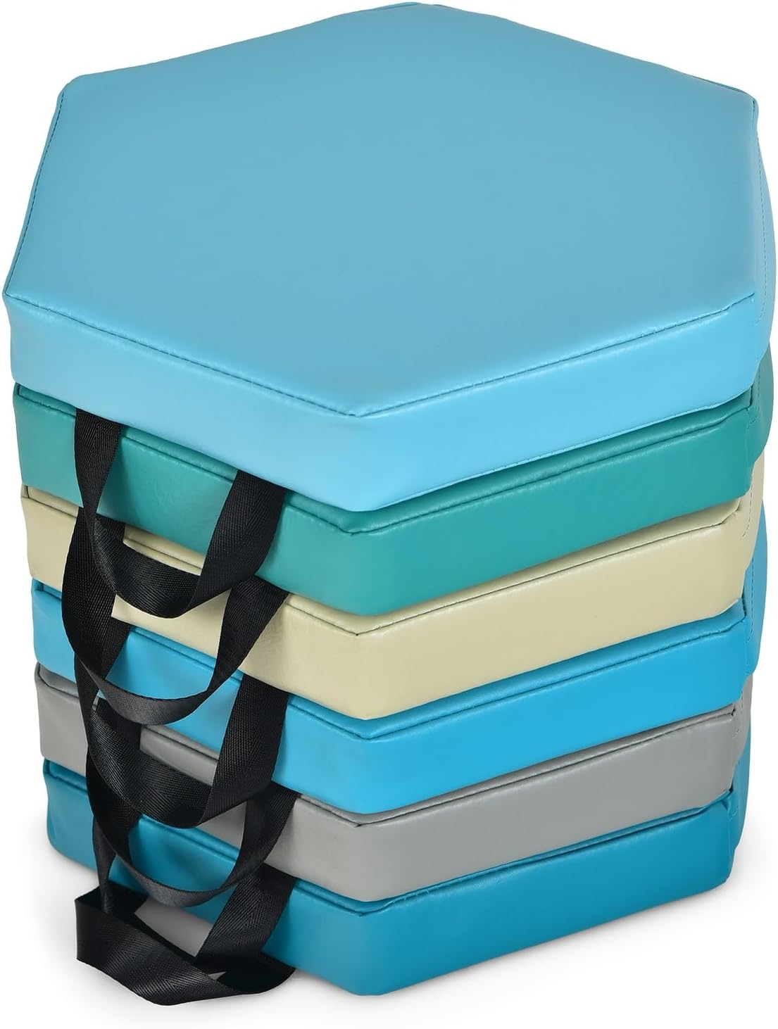 KOTEK 6 Pcs 15'' Kids Floor Cushions with Handles, 3'' Thick Foam Circle Floor Seats, Soft Flexible Seating for Classroom Elementary, School, Daycare, Kindergarten, Preschool, Playroom(Square, Red)