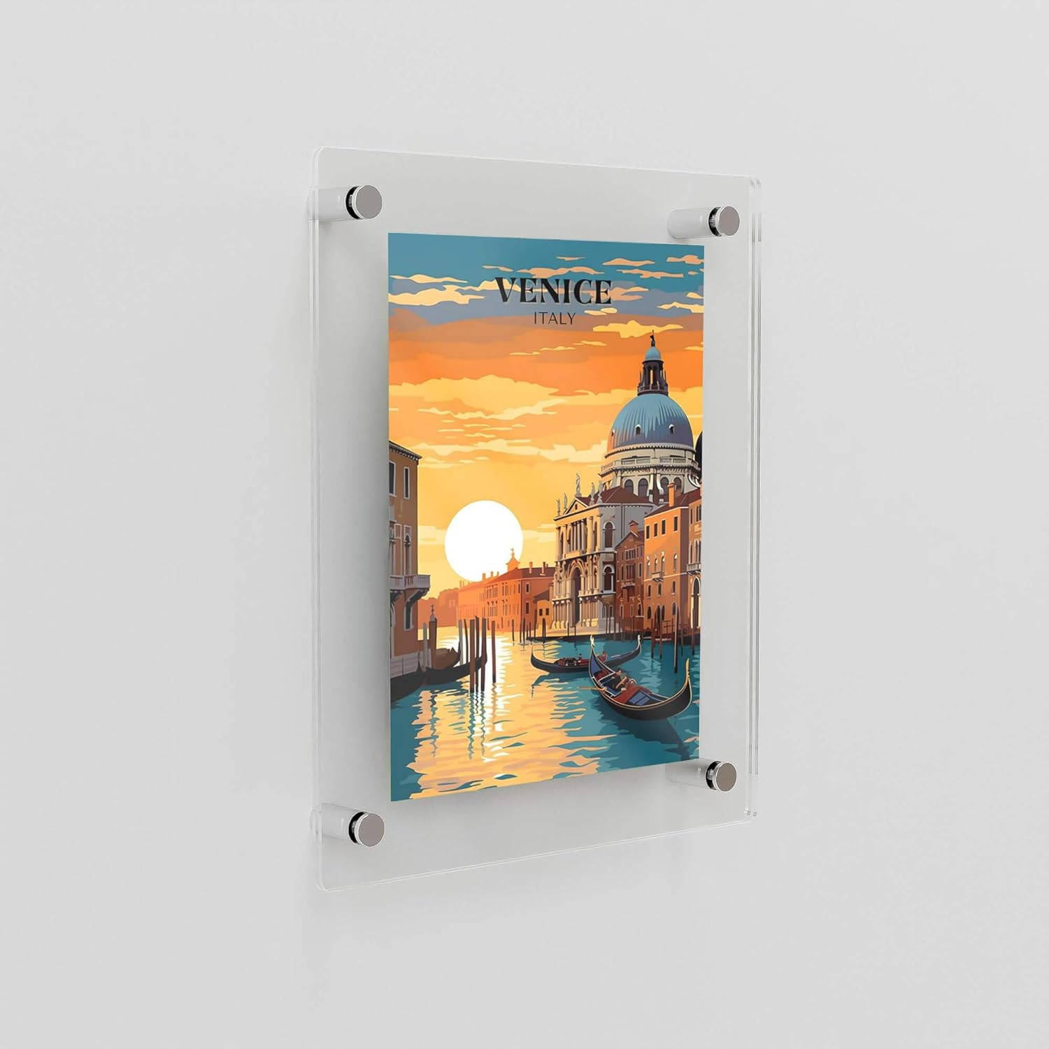 23 in. W. x 33 in. Rectangular Double Acrylic Picture Frame Chrome Wall Mounted Magnet Best 20 in. W. x 30 in. Art Size