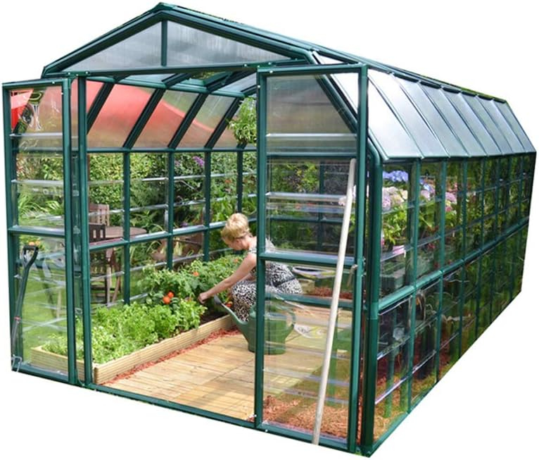 Palram - Canopia Grand Gardener 8' x 16' Clear Walk-In Greenhouse - Green - with 3 Roof Vents
