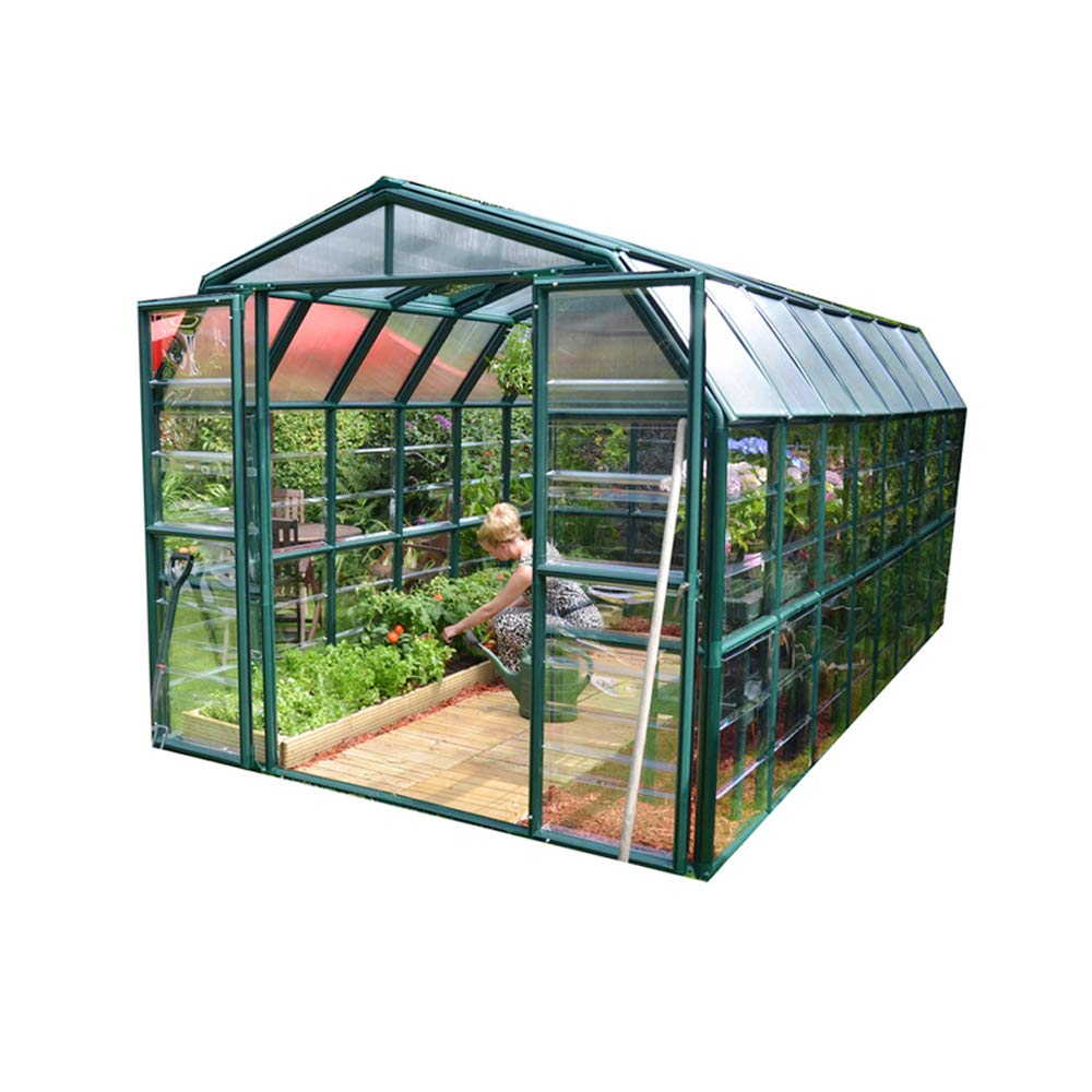Palram - Canopia Grand Gardener 8' x 16' Clear Walk-In Greenhouse - Green - with 3 Roof Vents