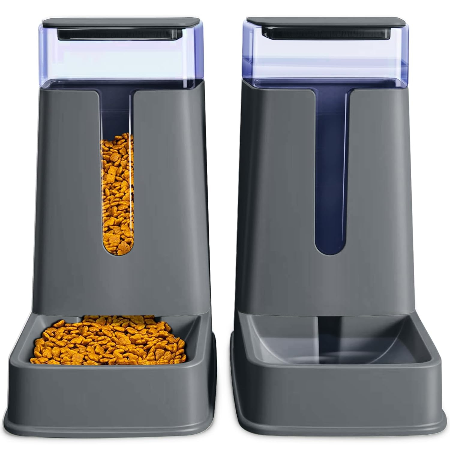 Automatic Cat Feeder and YPF5 Cat Water Dispenser in Set 2 Packs Automatic Dog Feeder and Dog Water Dispenser 1 Gallon for Small Medium Big Dog Pets Puppy Kitten (deep Gray)