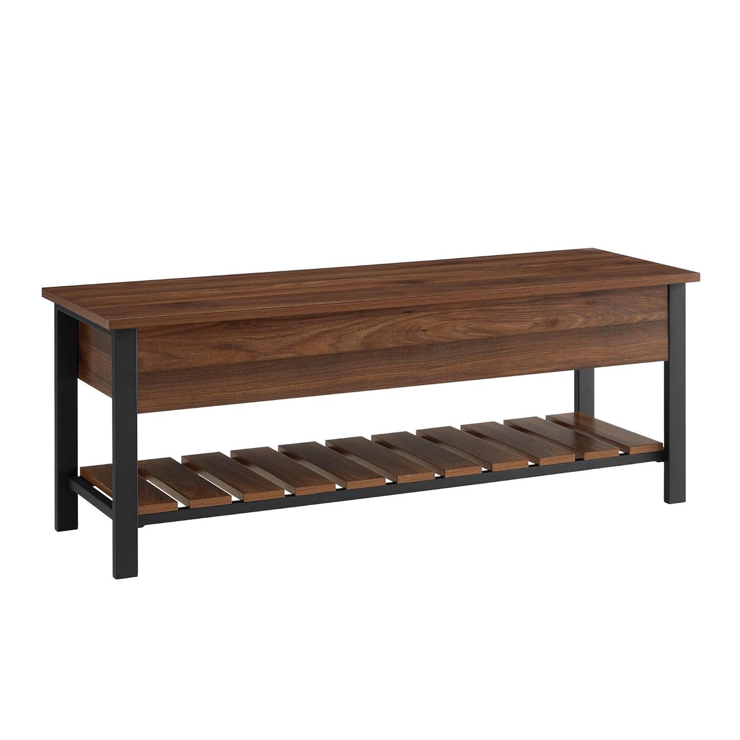 Walker Edison Park City 48" Engineered Wood Storage Bench in Dark Walnut