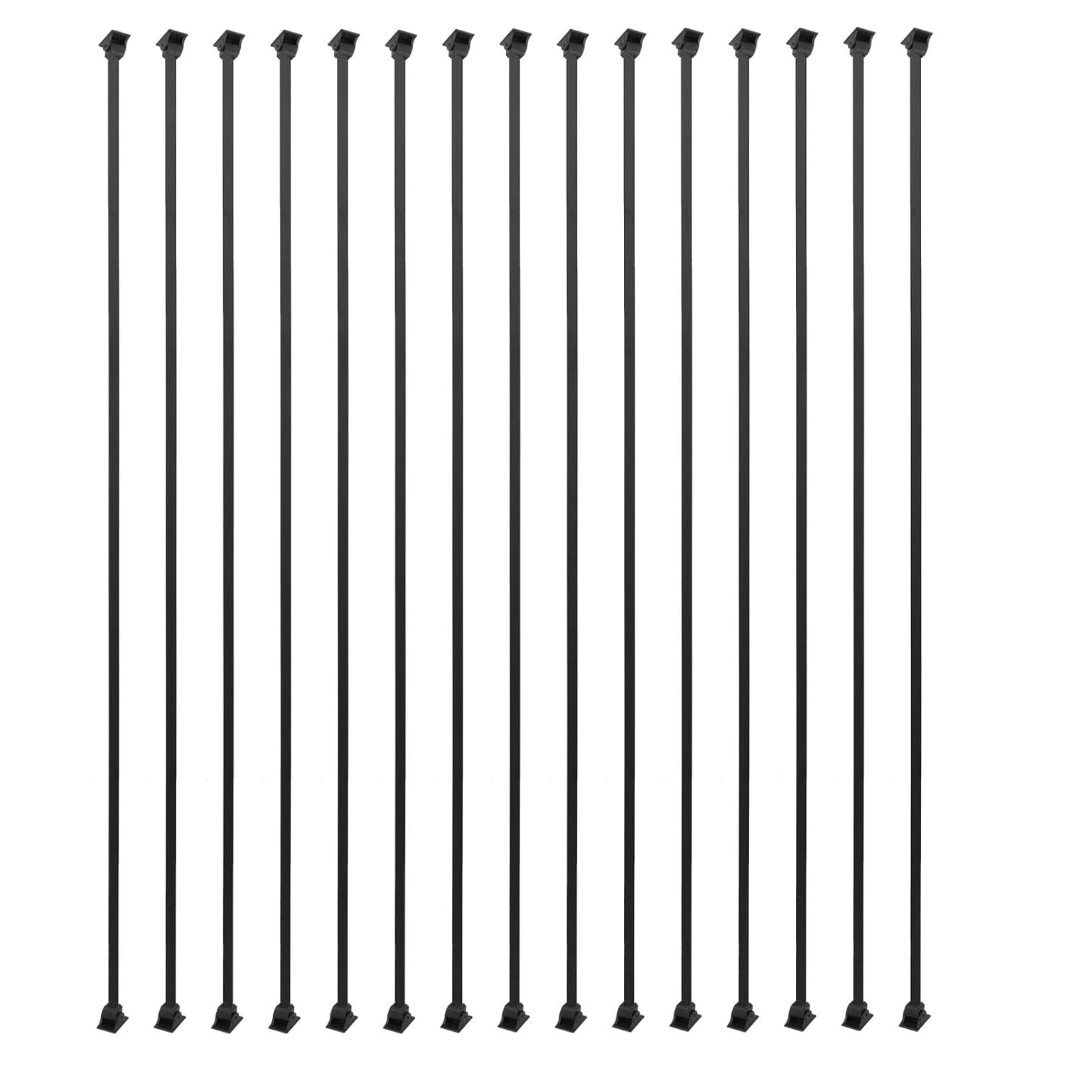 15 Pack Iron Balusters Square Hollow Stair Spindles 1/2" Metal Balusters with Iron Baluster Swivel Shoes for Staircase