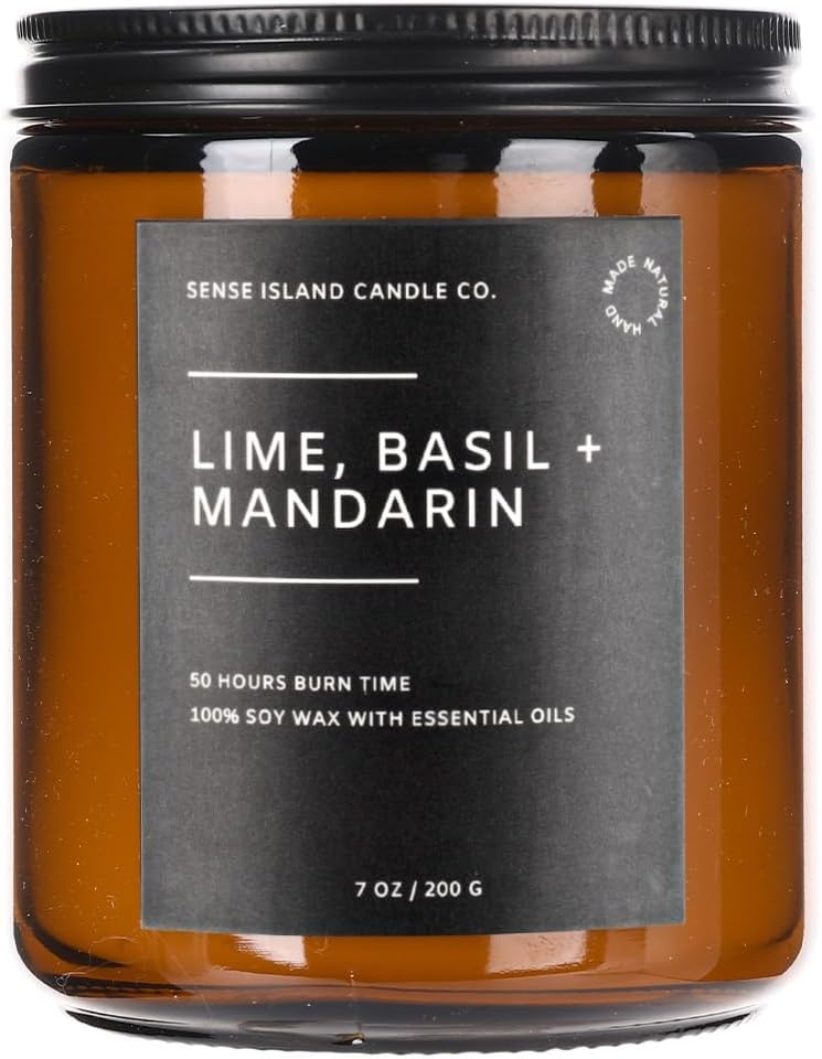 Lime Basil Mandarin Scented Black Soy Glass Candle