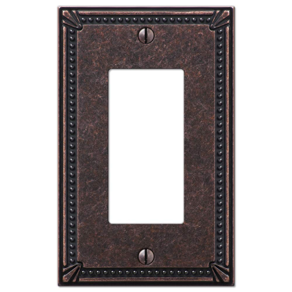 Amerelle 74RAZ Imperial Bead Wallplate, 1 Rocker, Cast Metal, Tumbled Aged Bronze, 1-Pack
