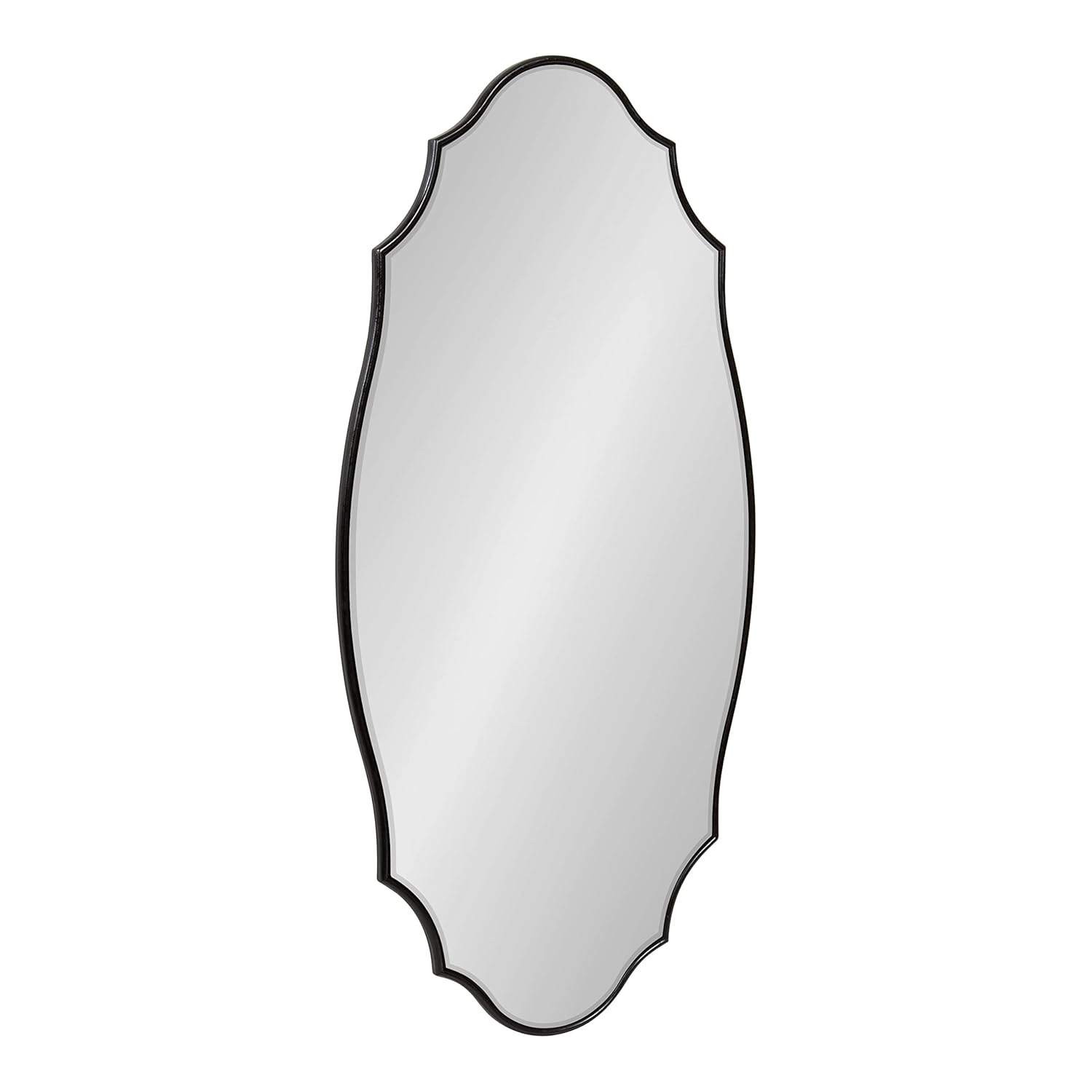 Kate and Laurel Leanna Modern Scalloped Wall Mirror, 20 x 42, Black, Glam Oval Mirror for Wall