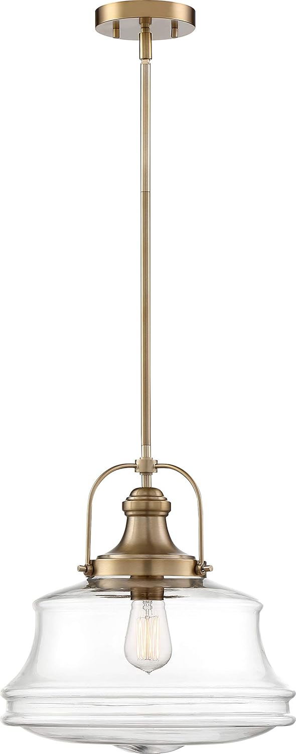 Nuvo 60/6757 Basel 1 Light Pendant Fixture, Burnished Brass Finish