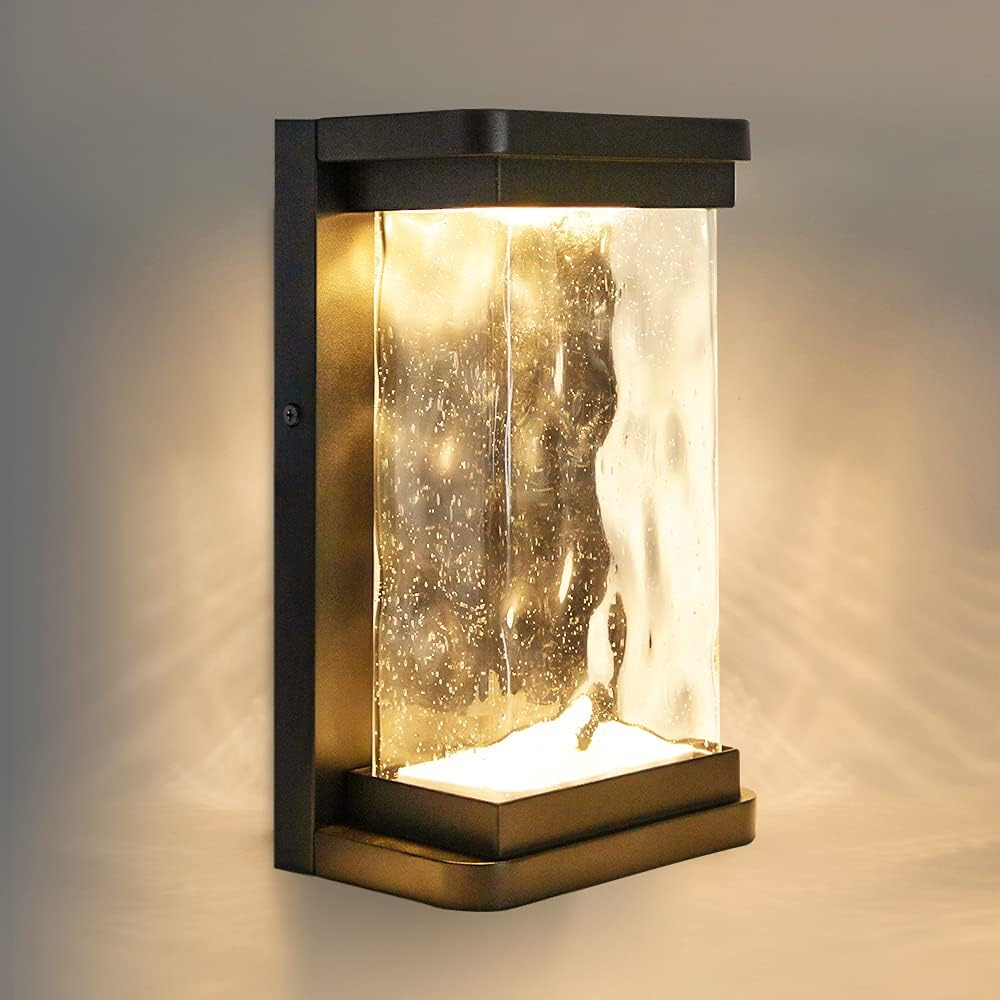 1-Light Black Integrated LED Outdoor Wall Lantern Sconce