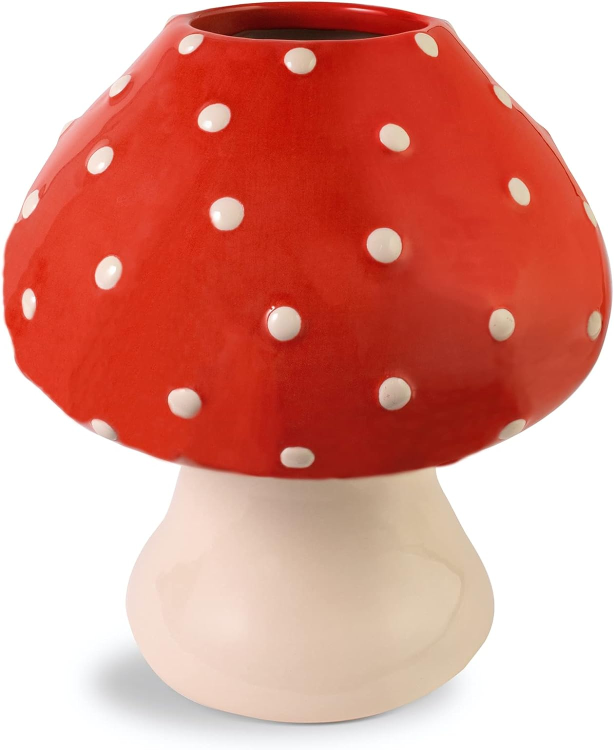 ban.do Decorative Mushroom Vase, Trendy Flower Vase, Cottagecore Room Decor, Unique Ceramic Vase for Home/Kitchen/Office Decorations