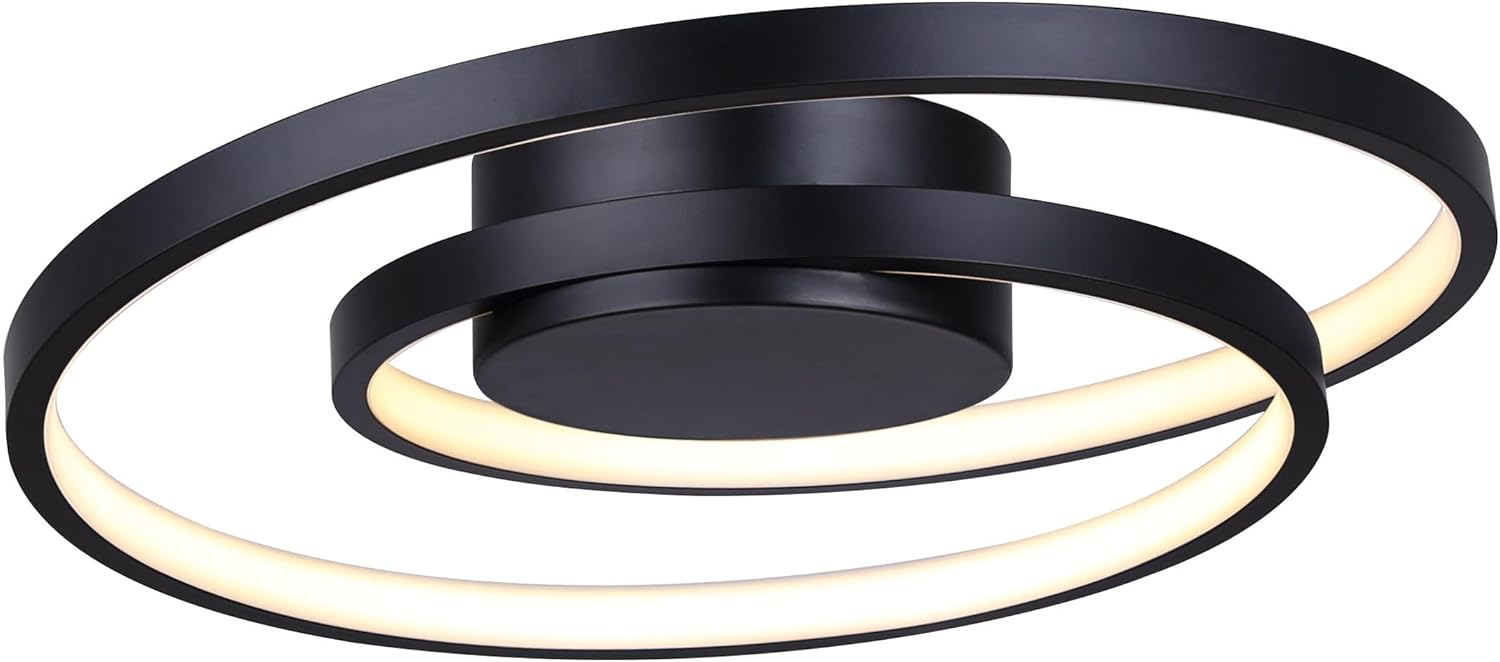 Canarm LIVANA 16-Inch LED Flush Mount, Matte Black, Dimmable, 25W Integrated LED, 1050 Lumens, 3000K, Modern Design