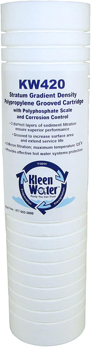 KleenWater Filters Compatible With Aqua-Pure AP420, KleenWater KW420 Hot Water Protector and Scale Inhibitor, Prevents Scale Build-Up On Water Heaters Standard and Tankless, Set of 3