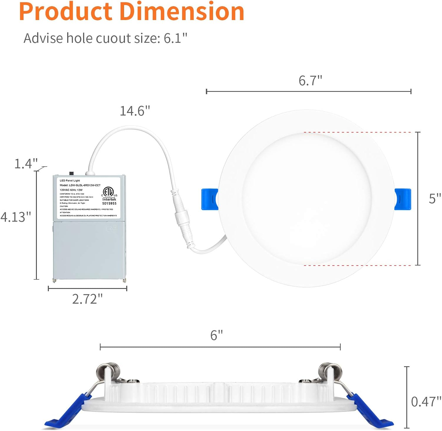 6-Inch Ultra-Thin Dimmable LED Recessed Ceiling Light Pack