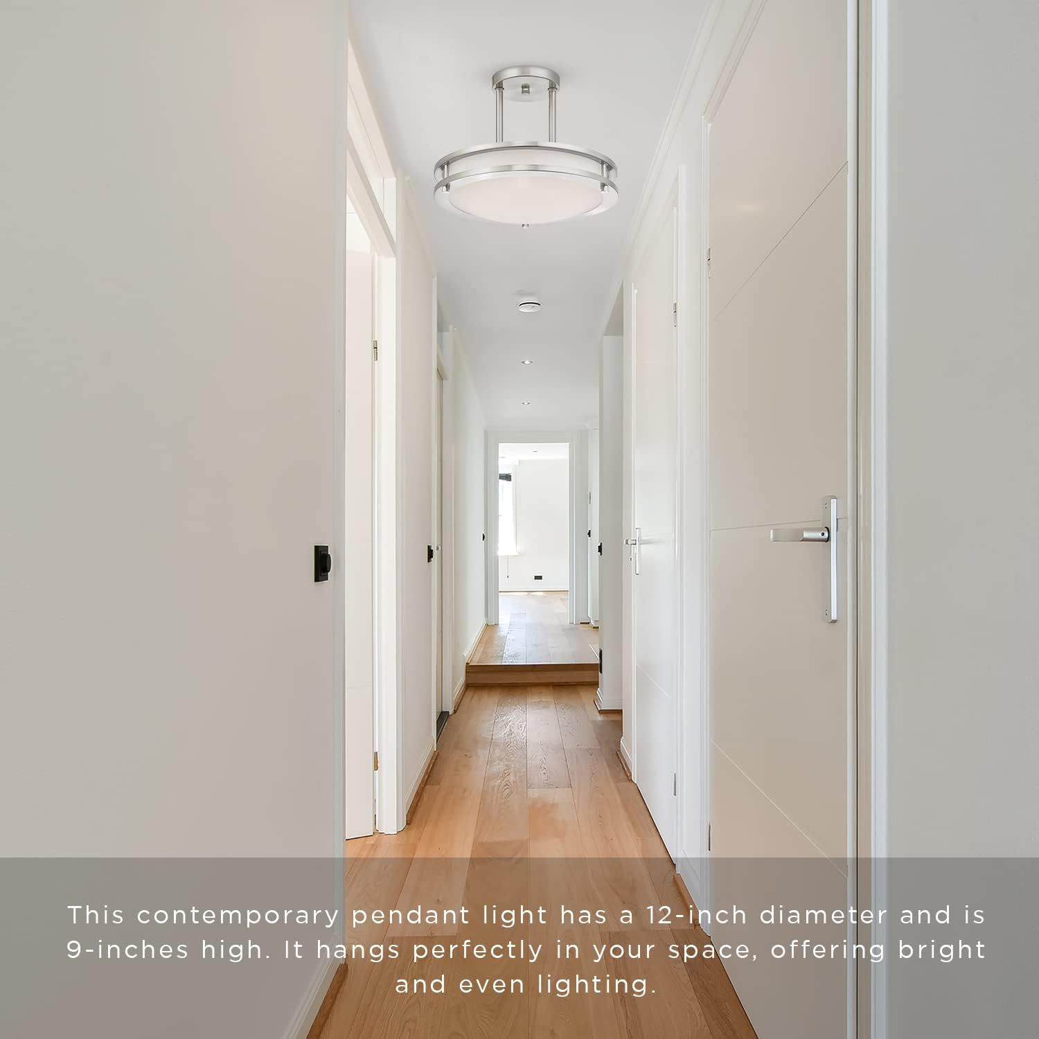 12" LED Semi Flush Mount Ceiling Fixture, Brushed Nickel