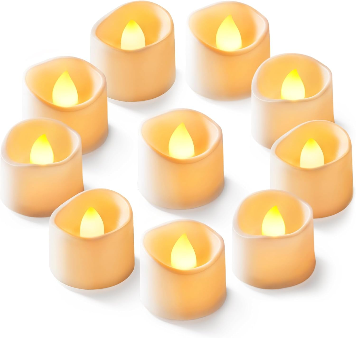 Homemory LED Candles, Battery Tea Lights, Lasts 2X Longer, Realistic Tea Lights Candles. Batteries Included, Bright yellow light, Set of 12