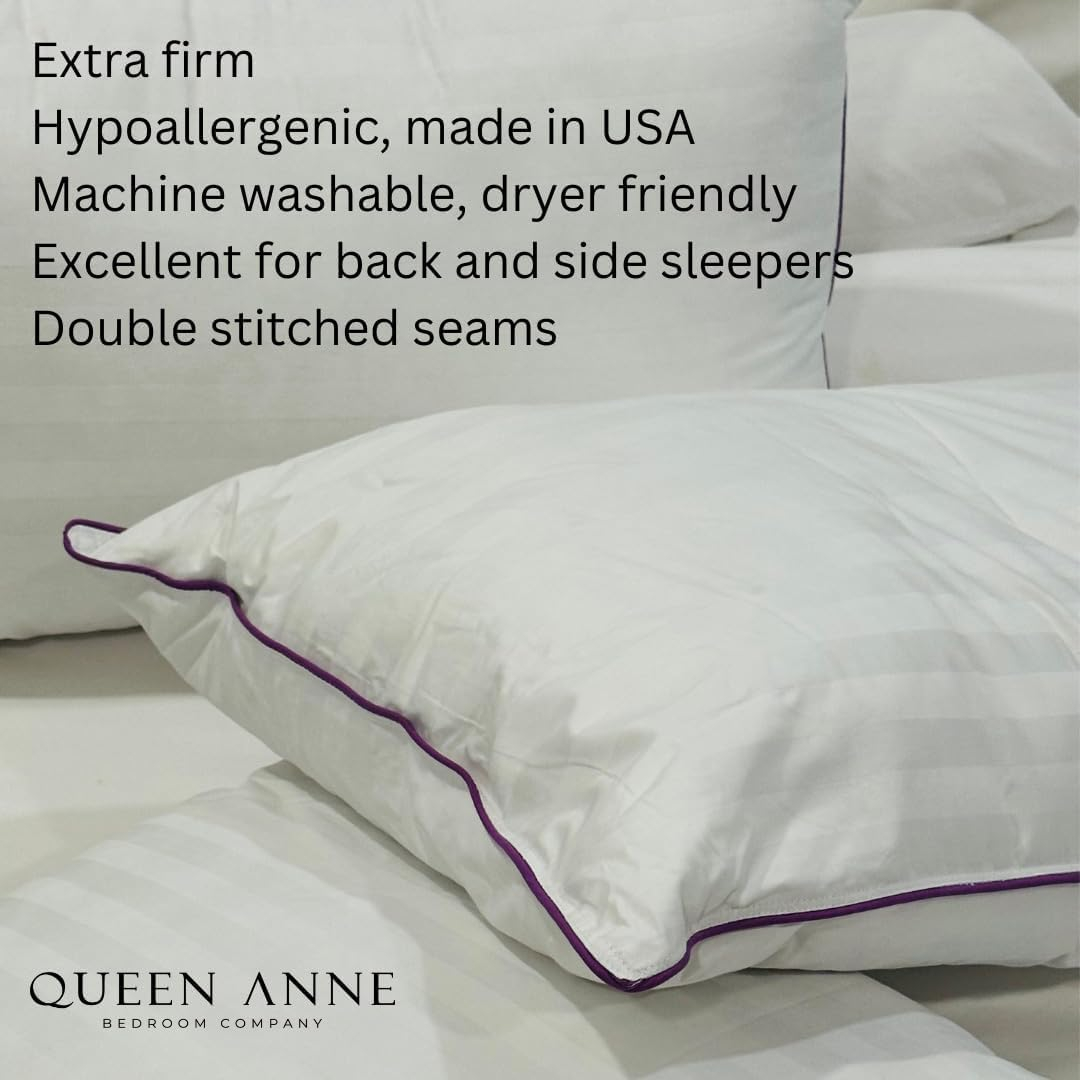 Extra Firm Bed Pillow - The LoftKing by Queen Anne Pillow - High Loft - Superior Luxury Meets Superior Support (King Size)