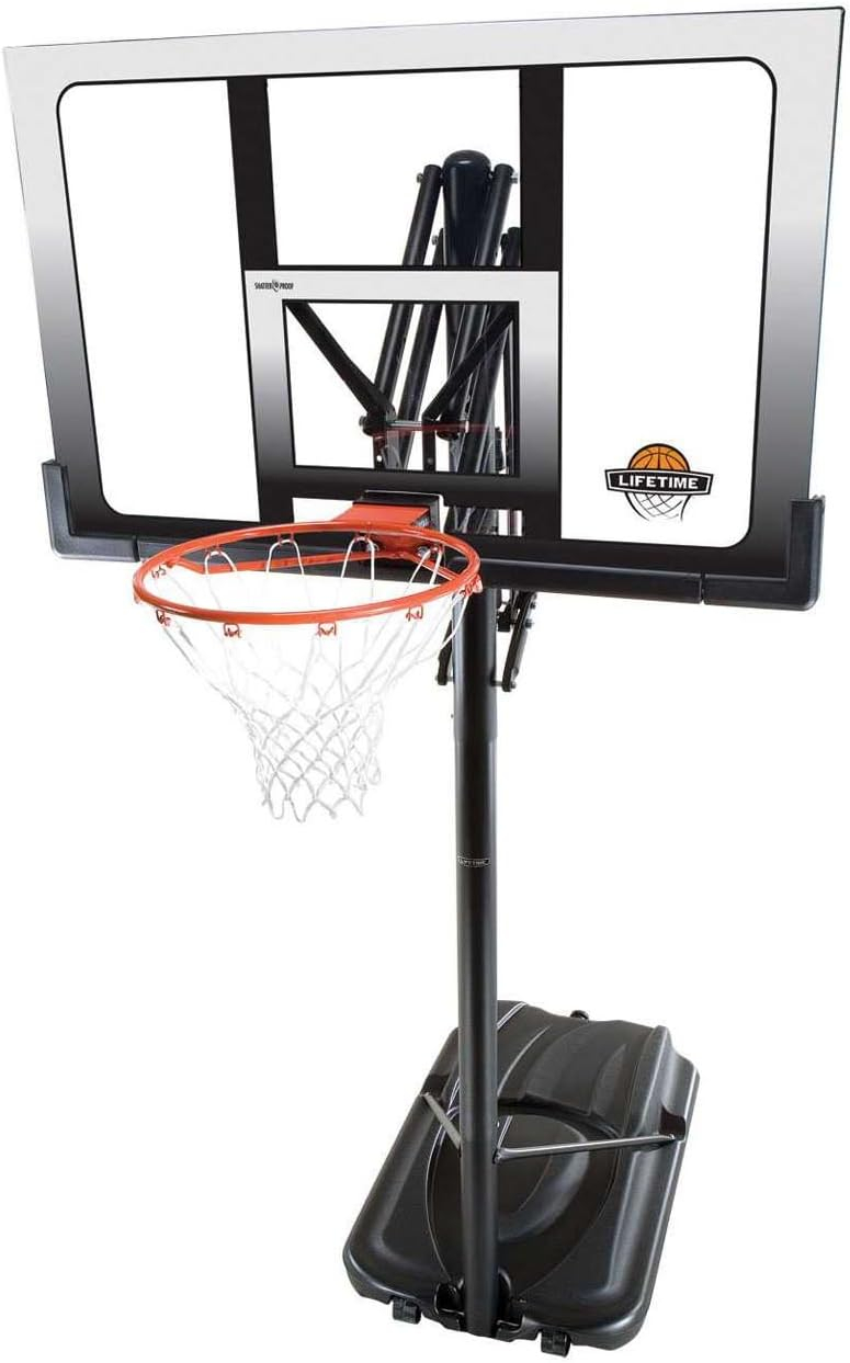 Lifetime 52-Inch Shatterproof Portable Basketball Hoop with Power Lift Adjustment & Slam-It Rim - Model 71286-Outdoor Play