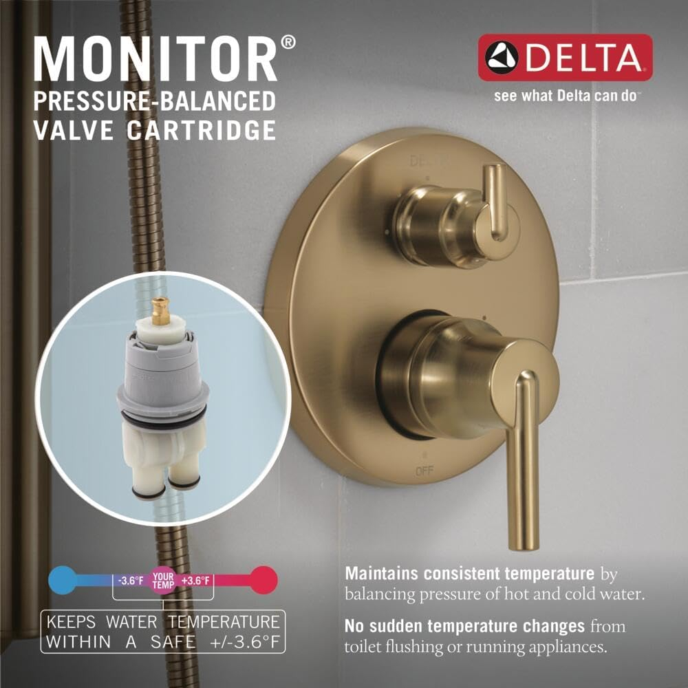 Polished Nickel Modern Wall-Mounted Shower Trim with Lever