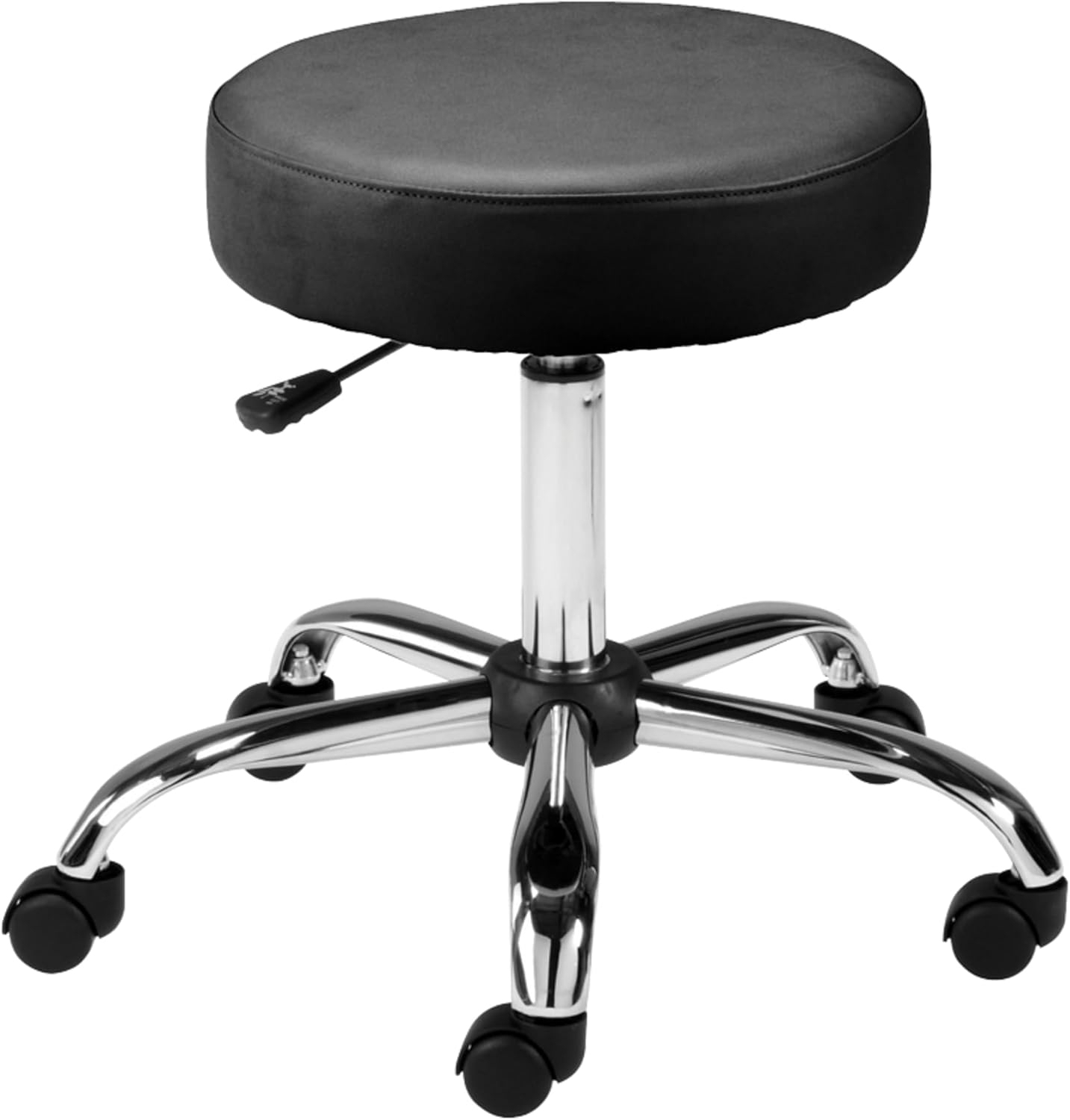 Black Vinyl Backless Pneumatic Height Adjustable Stool with Chrome Base