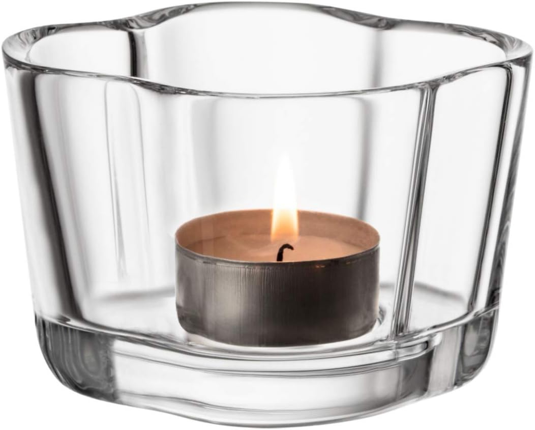iittala 1051192 Alvar Aalto Collection Candle Holder, Clear, Approx. W 3.5 x H 2.4 inches (90 x 60 mm)