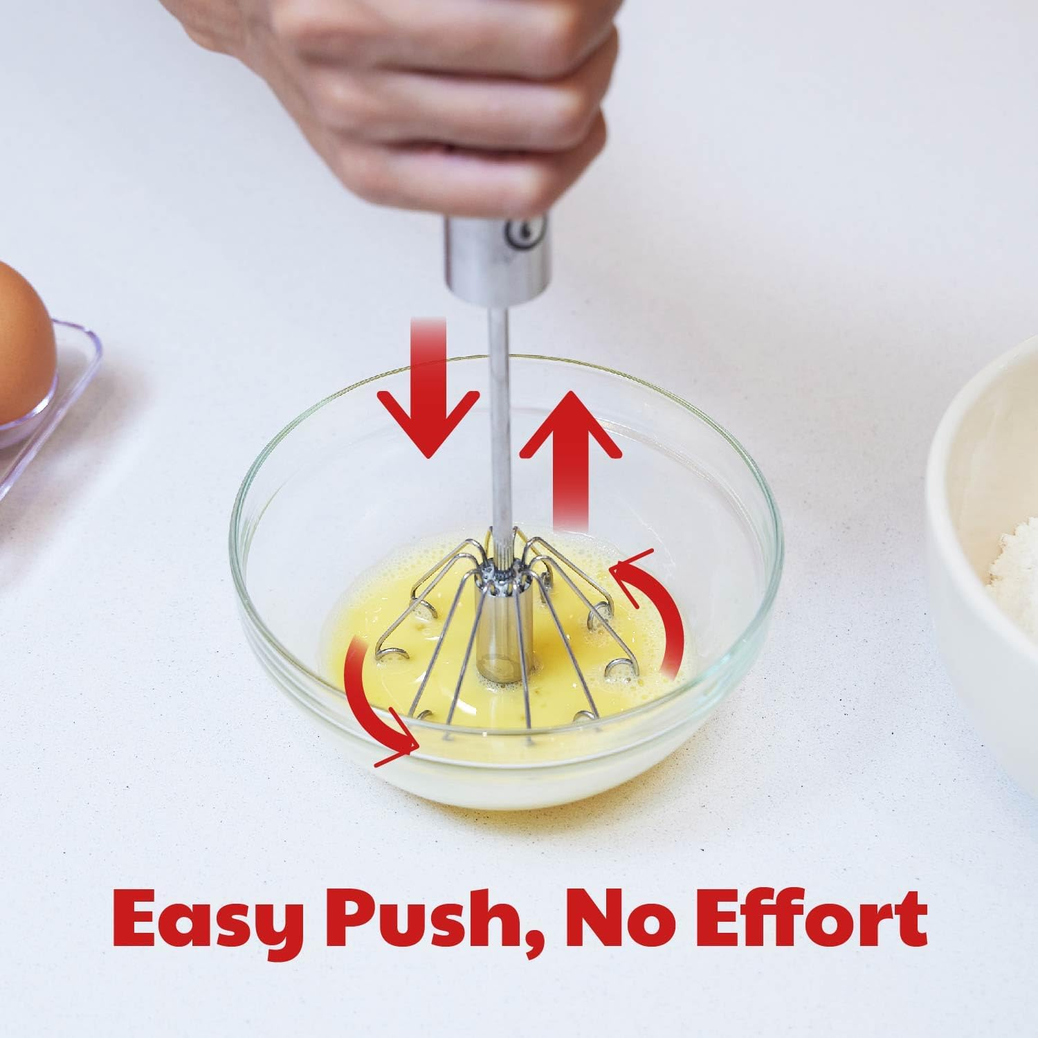 Stainless Steel Mini Push-Down Rotary Hand Mixer Set