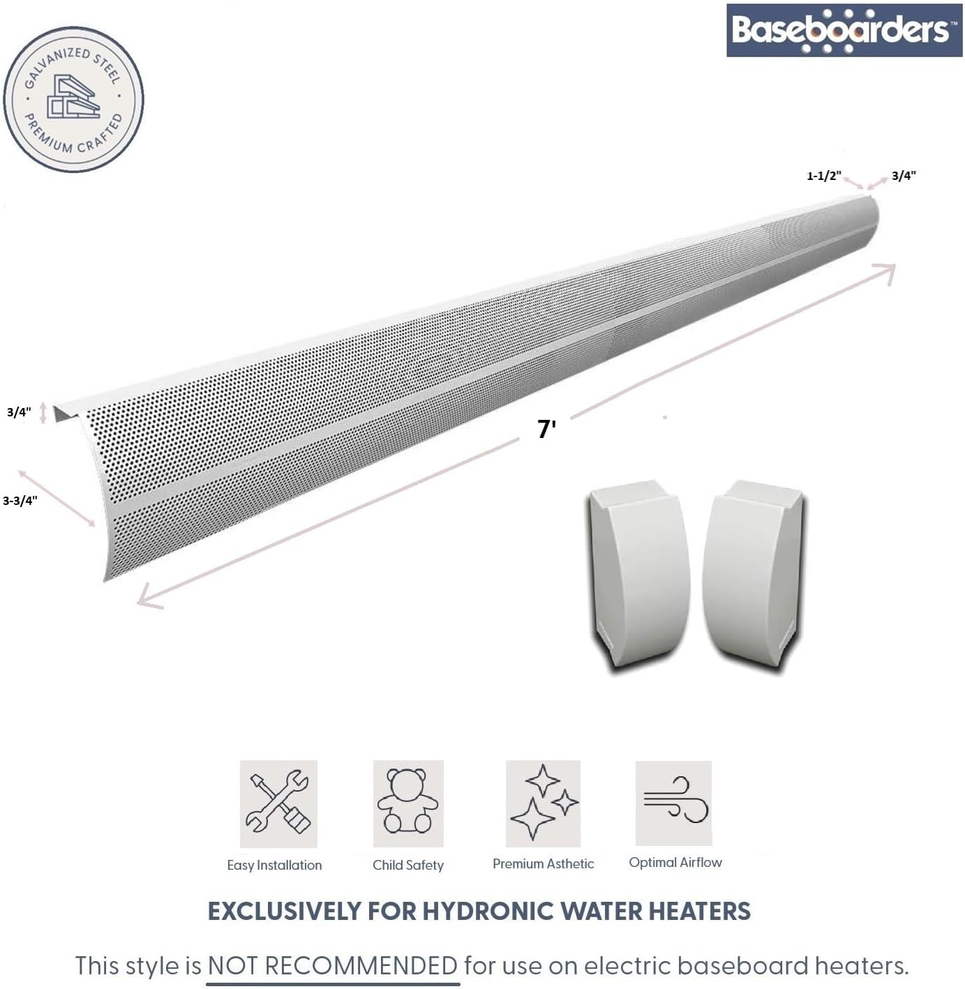 Elliptus 7-ft White Galvanized Steel Slip-On Baseboard Heater Cover