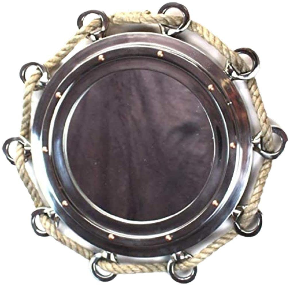 NauticalMart big silver finish porthole with rope o home decor