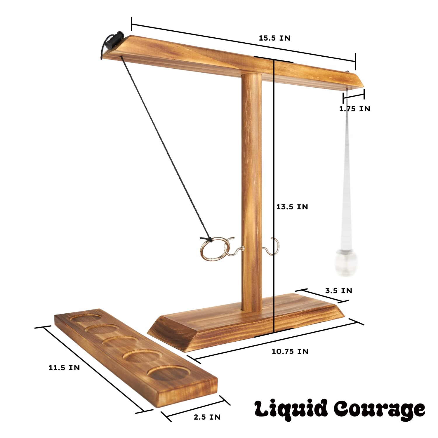 Large Wooden and Metal Ring Toss Game for Indoor and Outdoor Fun