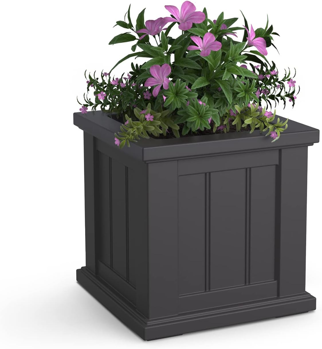 Mayne Cape Cod 14" x 14" x 14" Square Graphite Grey Self-Watering Polyethylene Planter