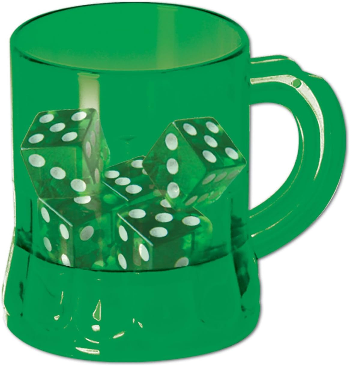 Green Plastic St. Patrick's Day Mug with Dice Set