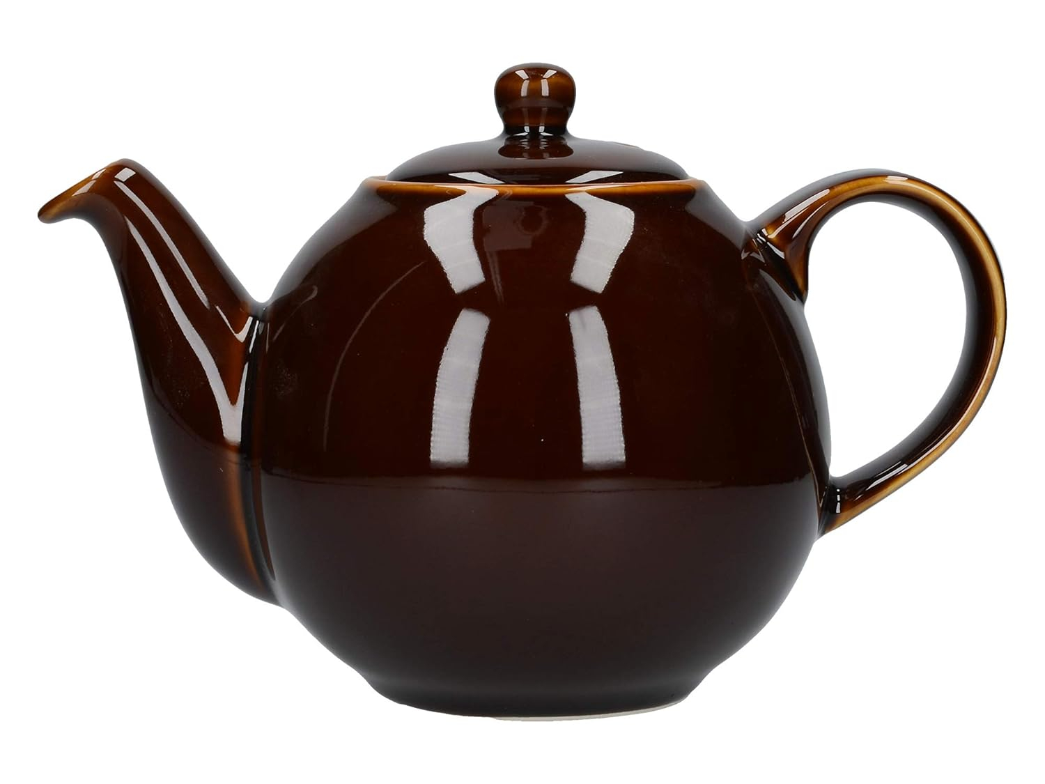 Rockingham Brown Ceramic Globe Teapot with Strainer, 4 Cup