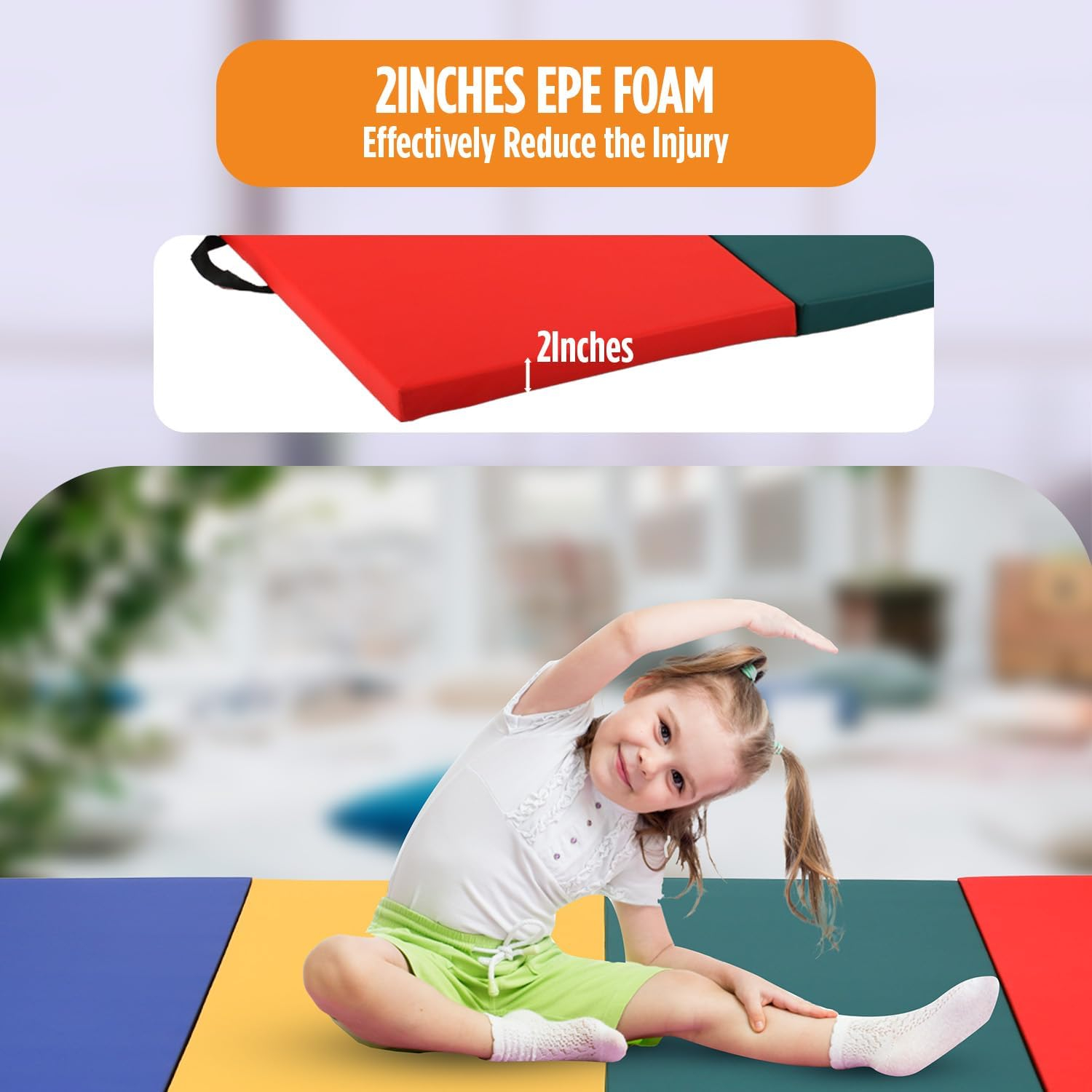 Gymnastics Mats Tumbling Mats Foldable Portable Gymnastics Exercise Mat Thick Gymnastics Tumbling Mats Exercise Pad Home Exercise Panel Mat With Carrying Handles
