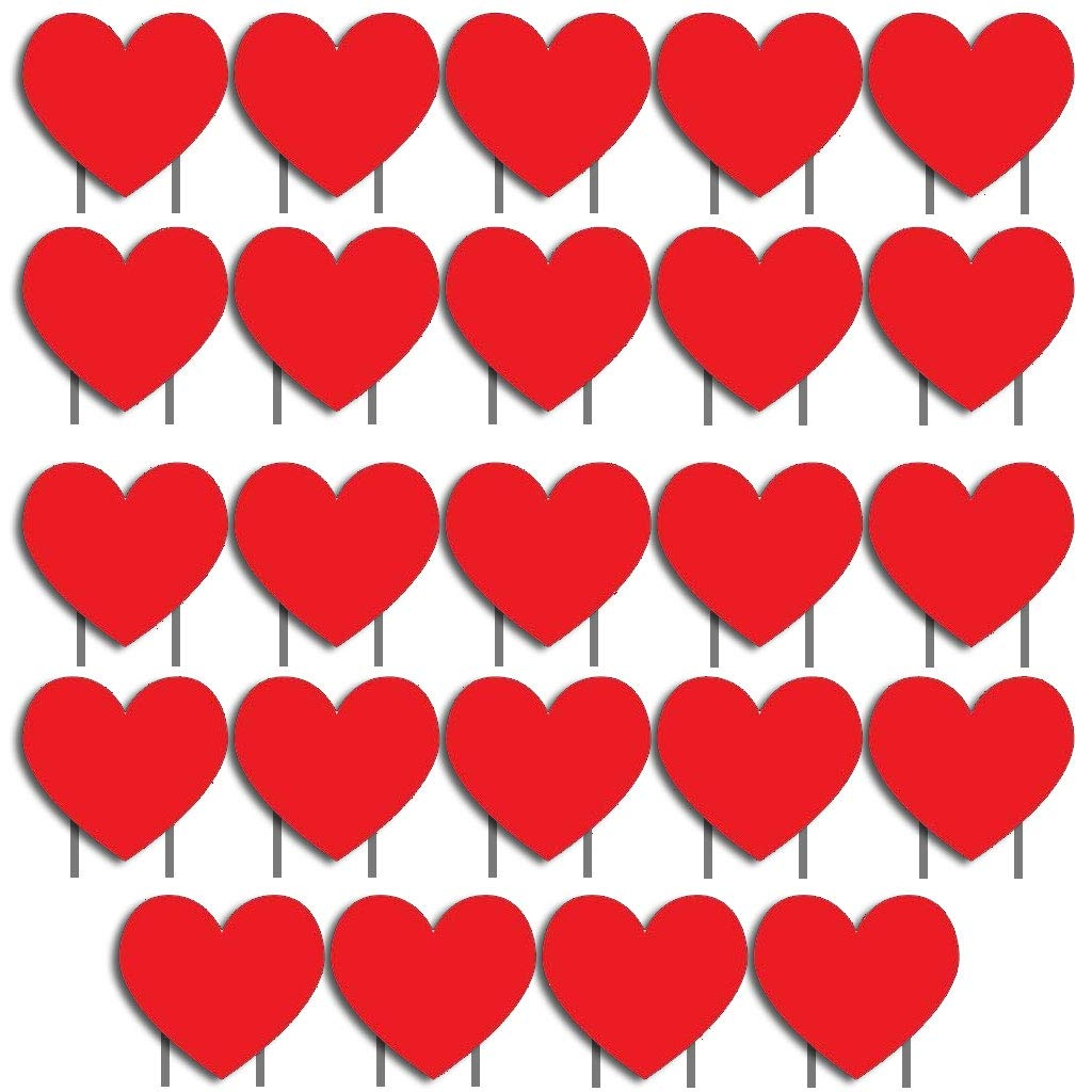 Red Heart Outdoor Valentine's Day Yard Sign Set with Stakes