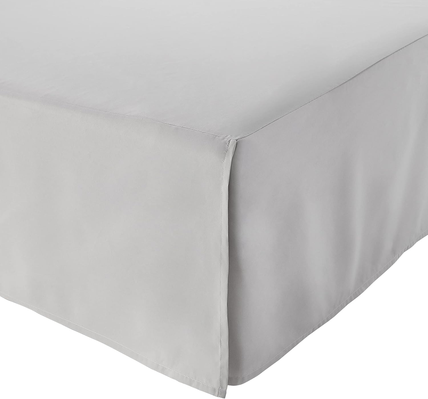 Amazon Basics Lightweight Pleated Bed Skirt, Full, Light Grey, Solid