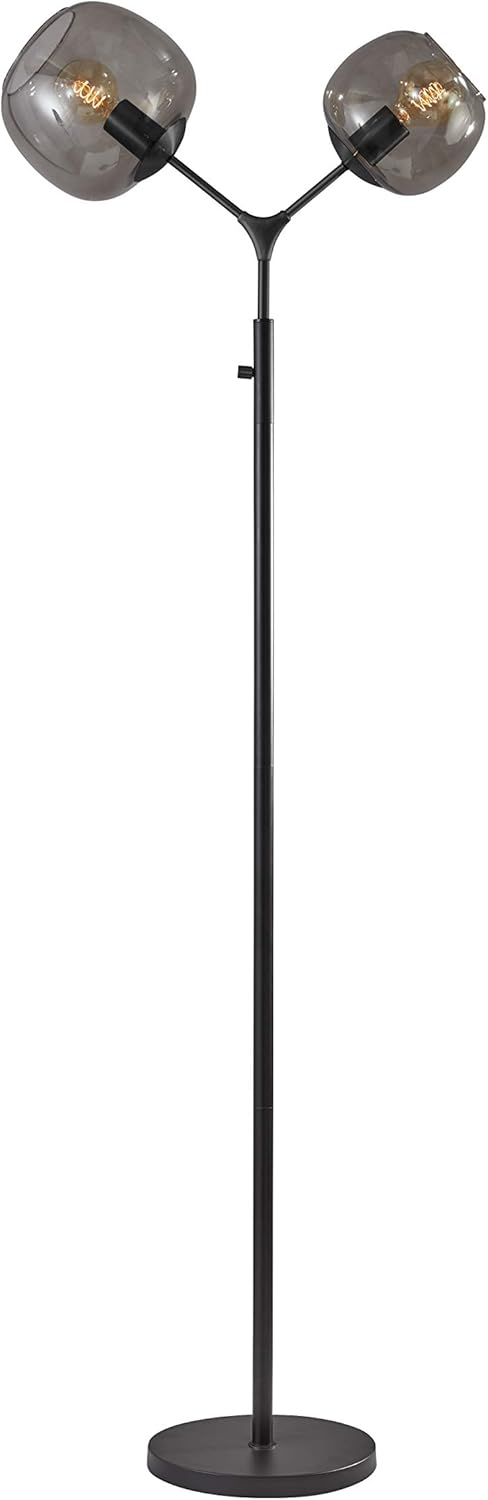 Ashton Matte Black Adjustable Desk Lamp with Smoked Glass Shade