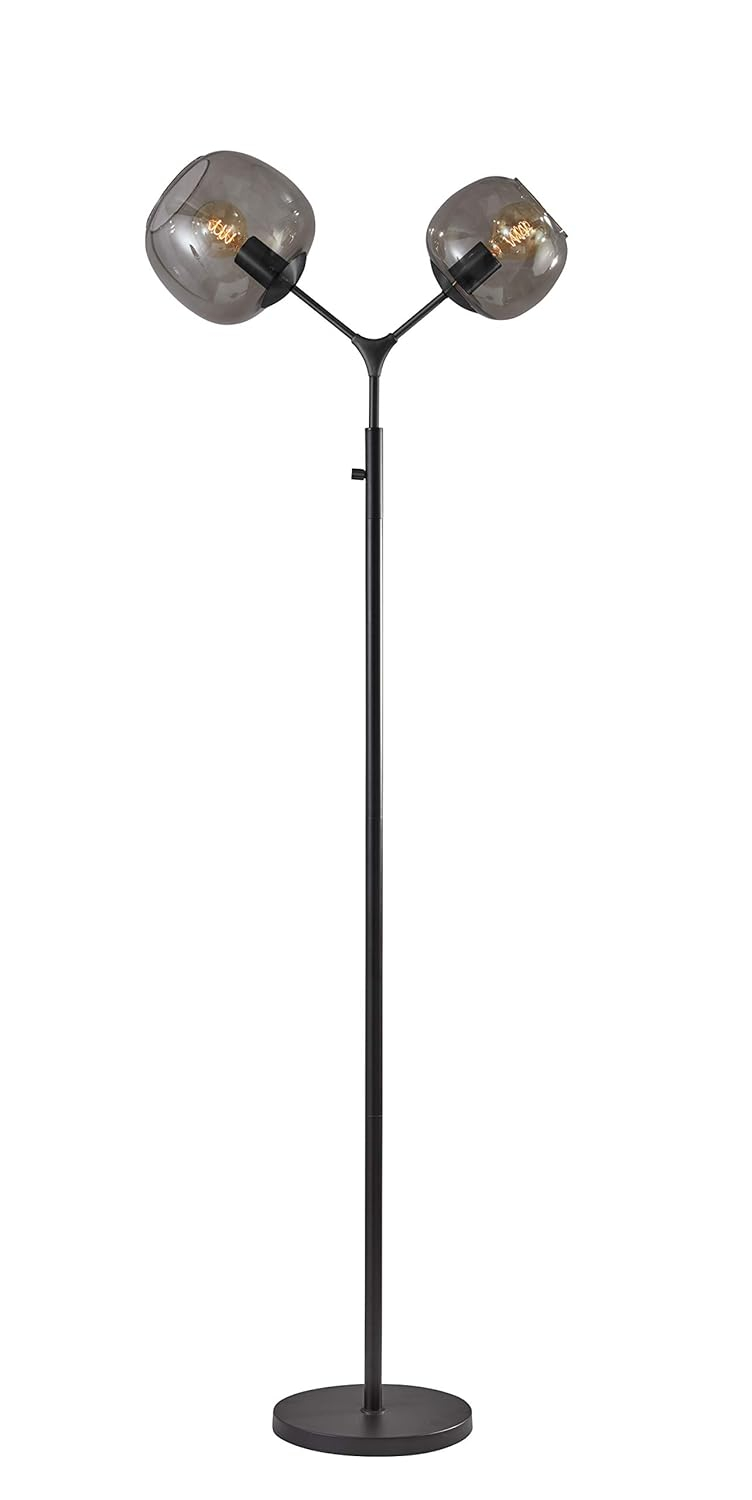 Ashton Matte Black Adjustable Desk Lamp with Smoked Glass Shade