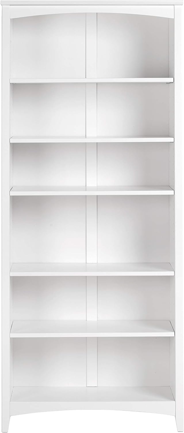 Camaflexi 72” Shaker Style 6-Shelf Wooden Bookcase Closed Back Storage Shelf, White