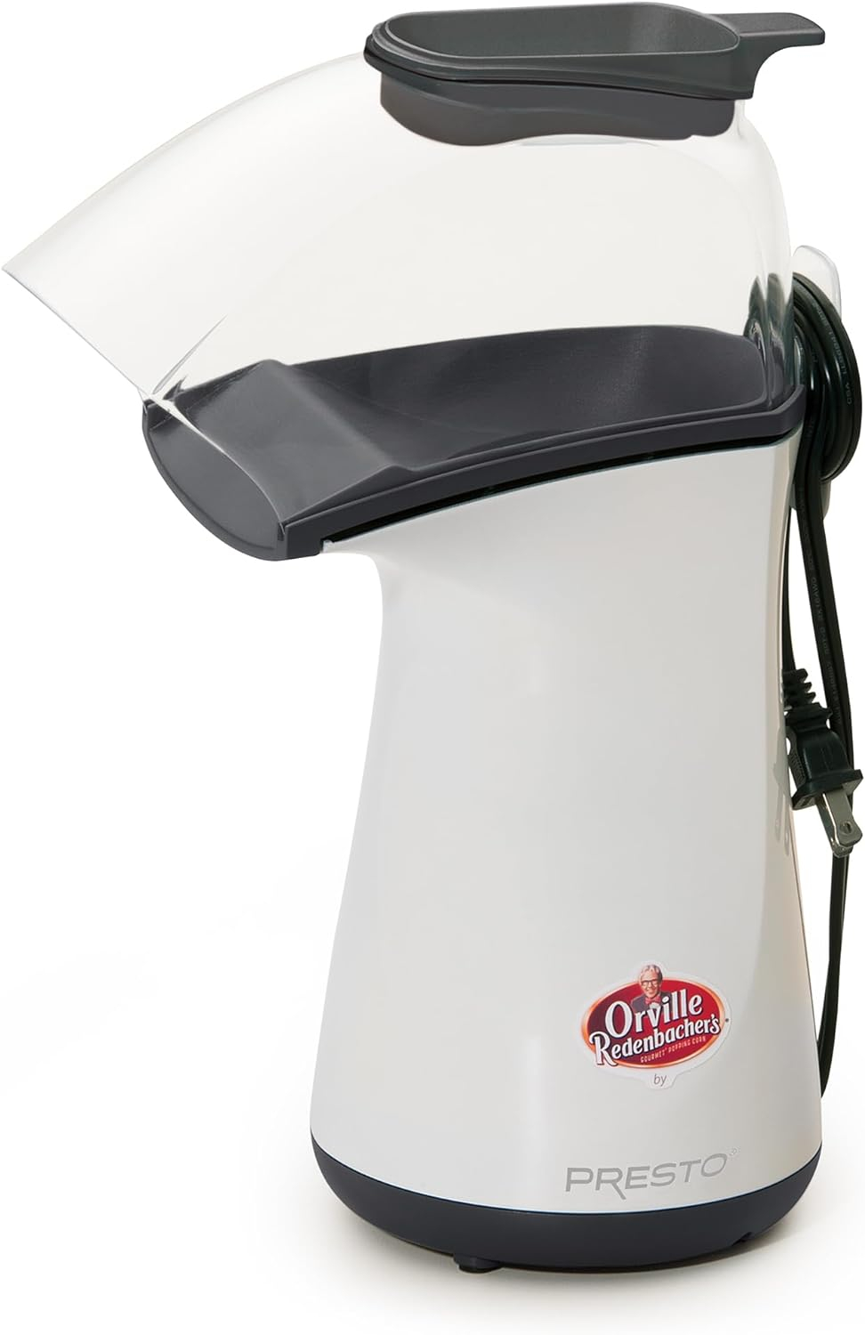 White and Black Hot Air Popcorn Maker with Measuring Cup