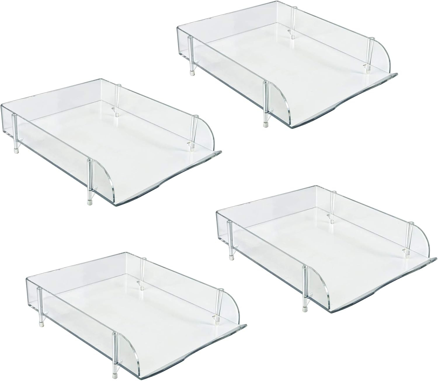 Stackable Clear Letter Tray Desk Organizer, 4-Pack (Set of 4)
