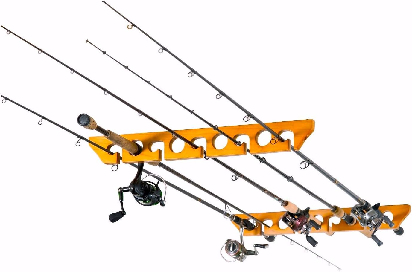 Old Cedar Outfitters Solid Pine Horizontal Ceiling Rack for Fishing Rod Storage, Holds up to 9 Fishing Rods, CPR-009