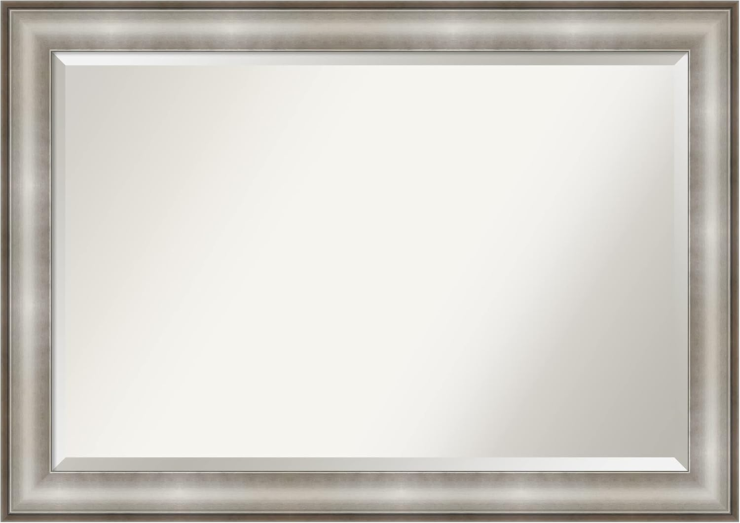 Amanti Art Beveled Bathroom Wall Mirror - Imperial Frame Imperial Silver Outer Size: 41 x 29 in Silver