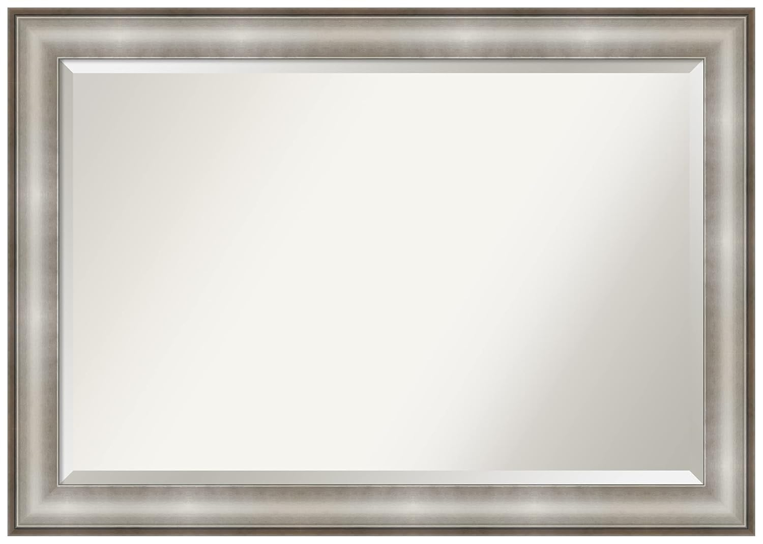 Amanti Art Beveled Bathroom Wall Mirror - Imperial Frame Imperial Silver Outer Size: 41 x 29 in Silver