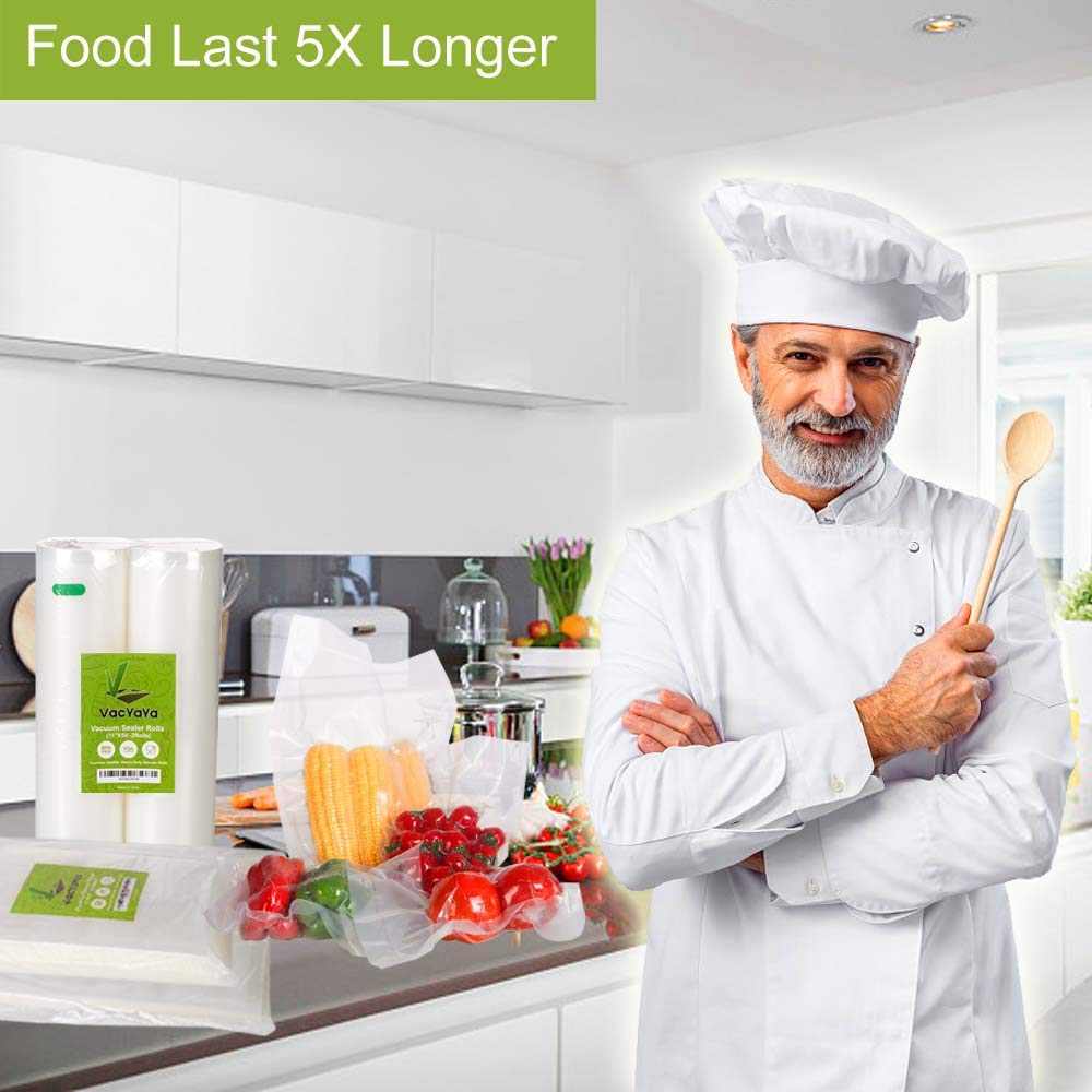 VacYaYa 200 Gallon Size 11 x 16inch Food Saver Vacuum Cleners Sealer Bags for Food Storage,Seal a Meal Freezer Bags with BPA Free