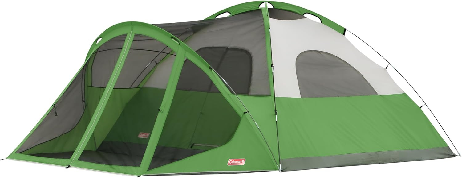 Coleman Evanston Screened Camping Tent, 6/8 Person Weatherproof Tent with Roomy Interior Includes Rainfly, Carry Bag, Easy Setup and Screened-In Porch