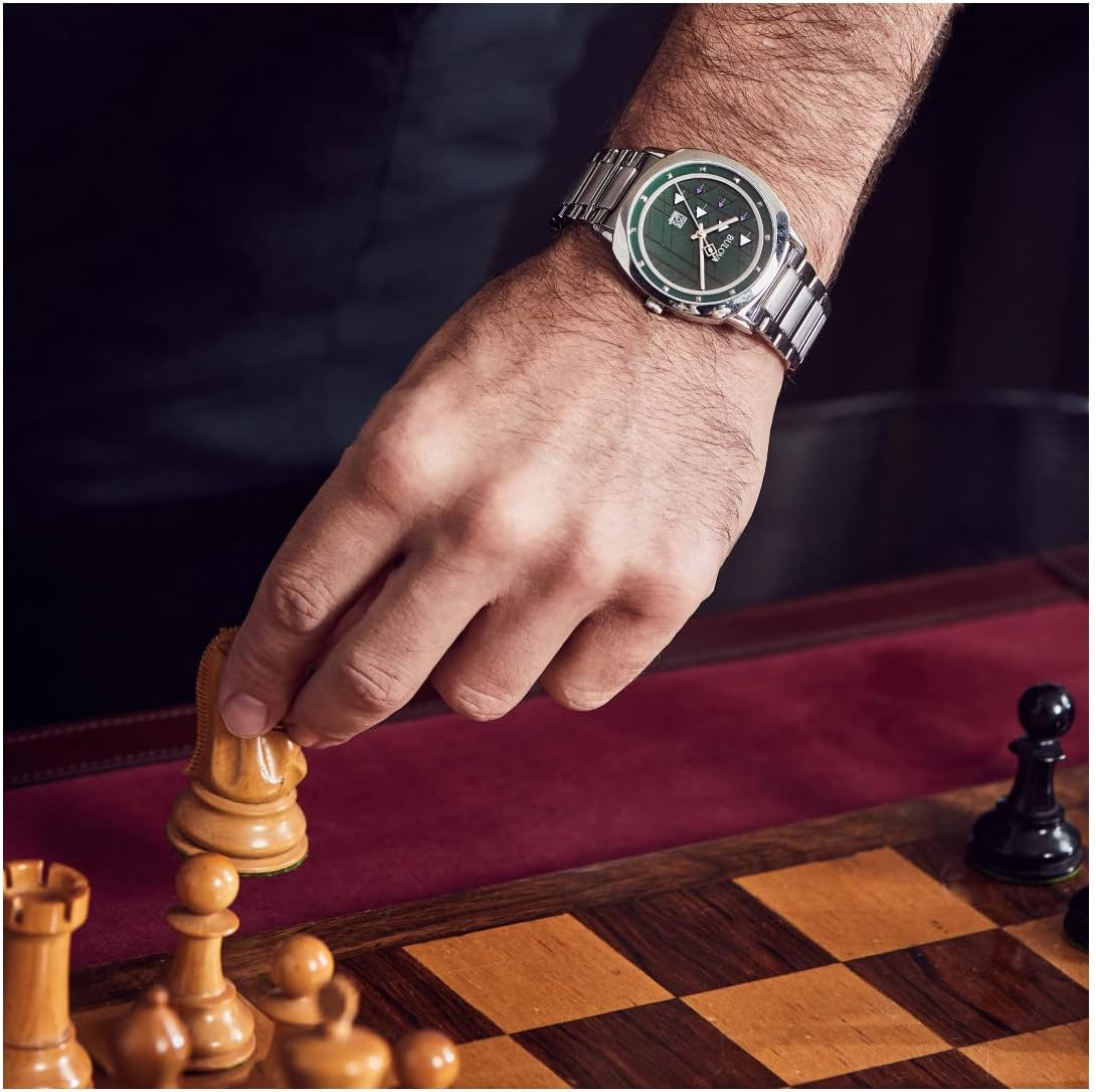 Bulova Men Frank Lloyd Wright Hollyhock House Stainless Steel 3-Hand Quartz, Brown Leather Strap and Green Dial Style: 96A286