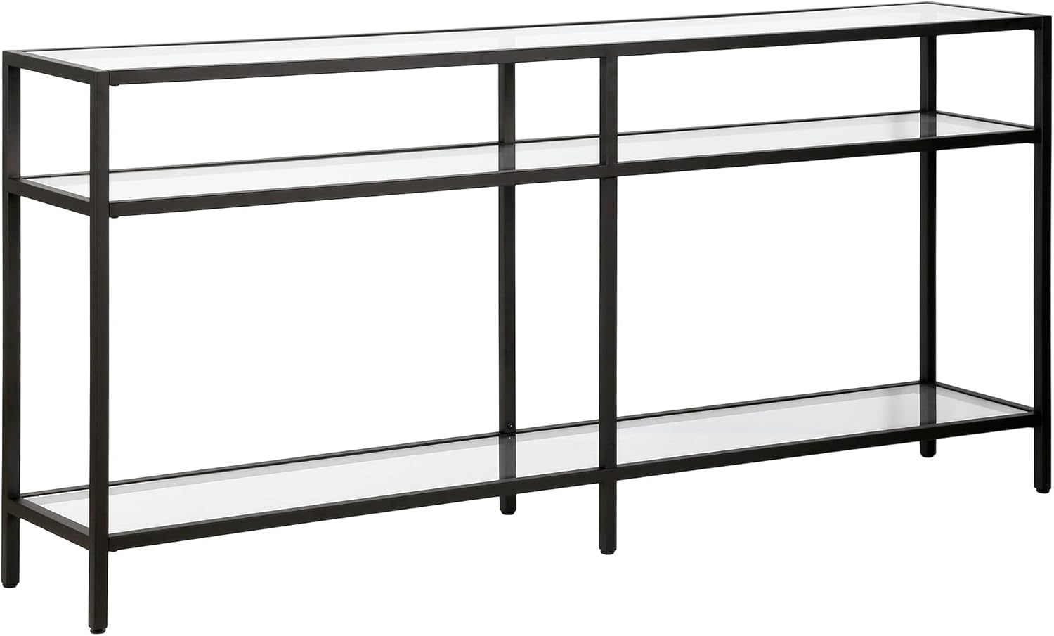 Evelyn&Zoe Sivil 64" Wide Rectangular Console Table, Blackened Bronze