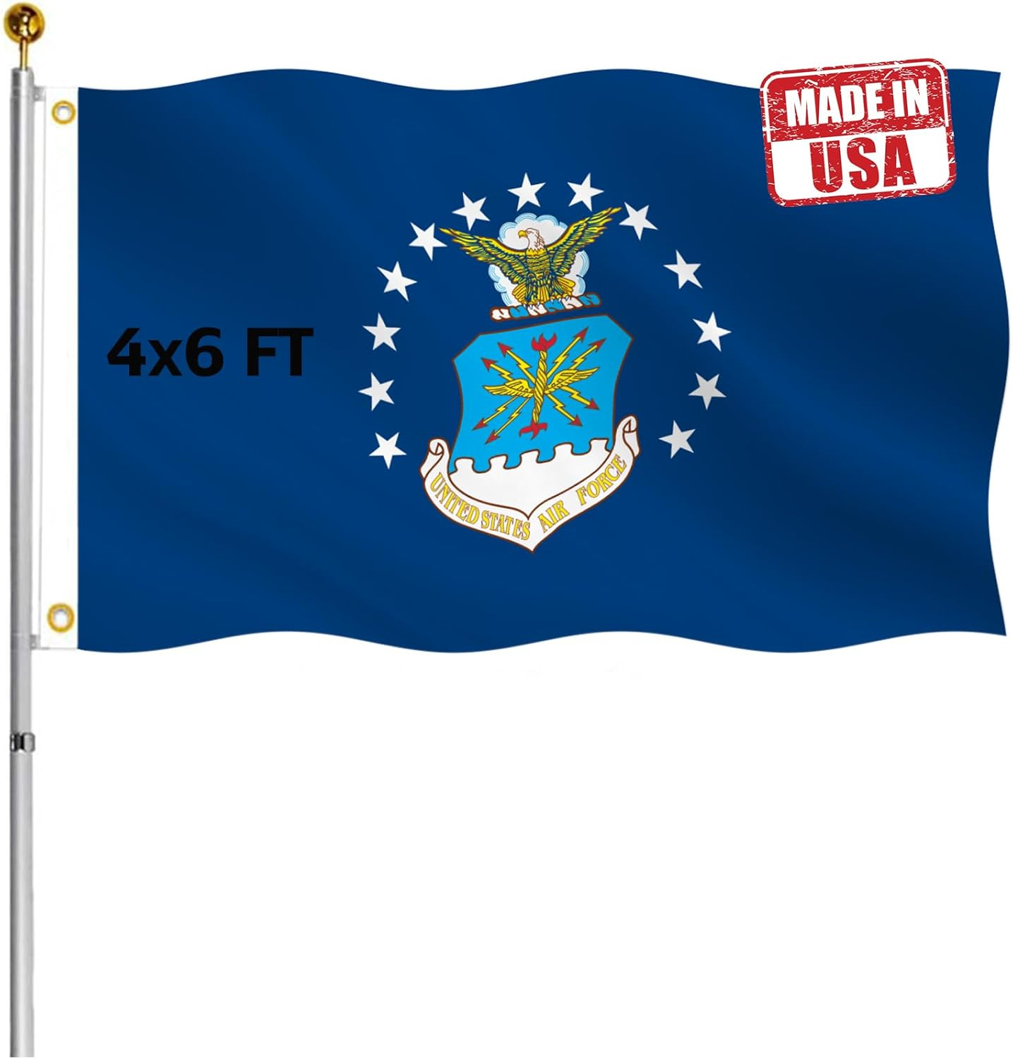 Double Sided US Air Force Military Flag 4x6 Outdoor- UV Fade Resistant United States Air Force Flags with 2 Grommets