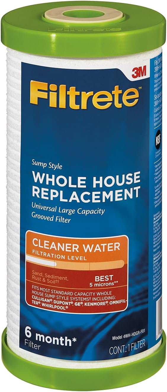 Filtrete Large Capacity Whole House Grooved Replacement Water Filter, 4WH-HDGR-F01