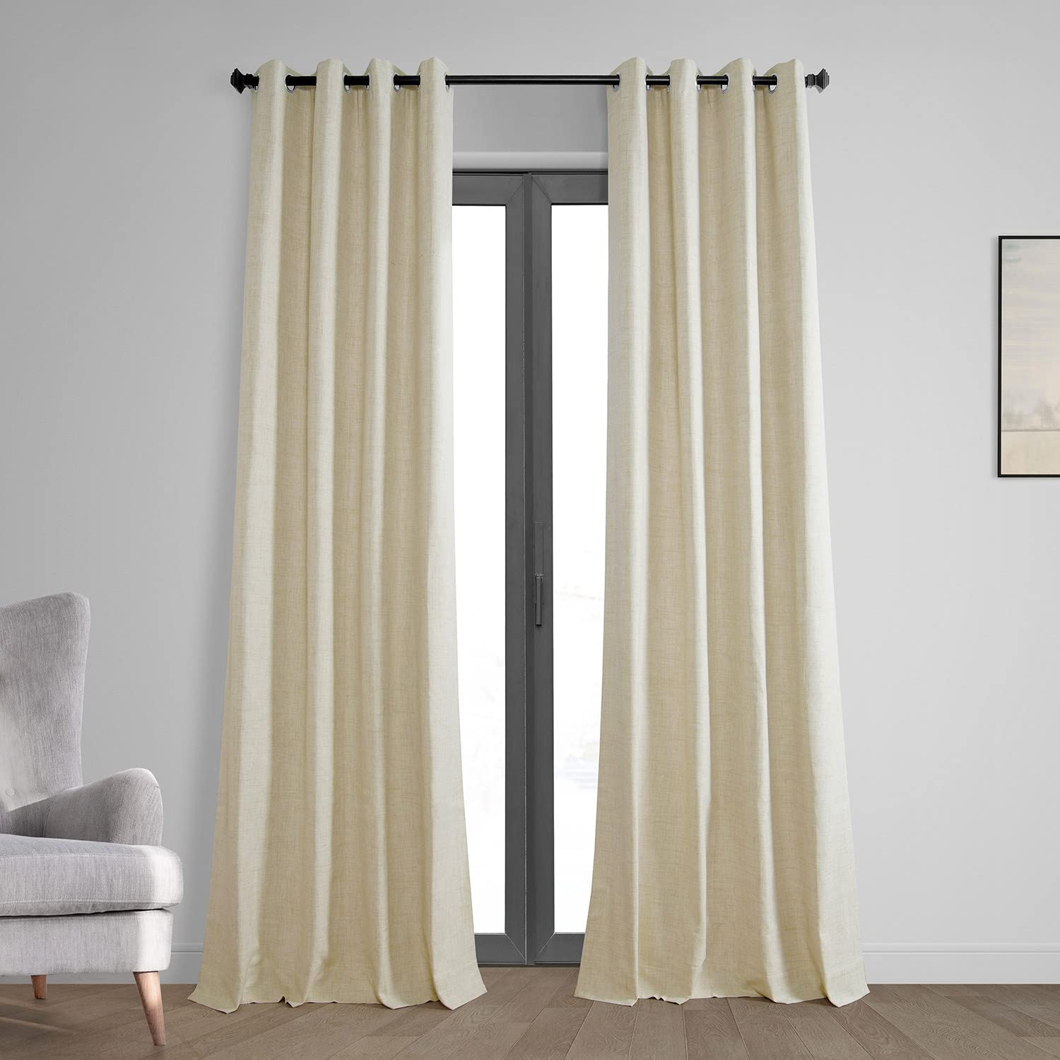 HPD Half Price Drapes Grommet Blackout Curtains for Bedroom Thermal Cross Linen 50 X 84 (1 Panel), FLCW-CBO192-84-GR, Natural Light Beige